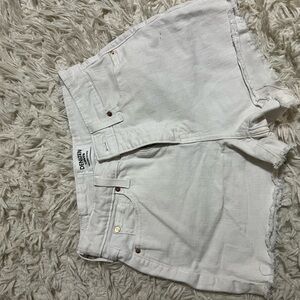 Levi White Jean Shorts with Clean Hem and Sturdy Denim Fabric
